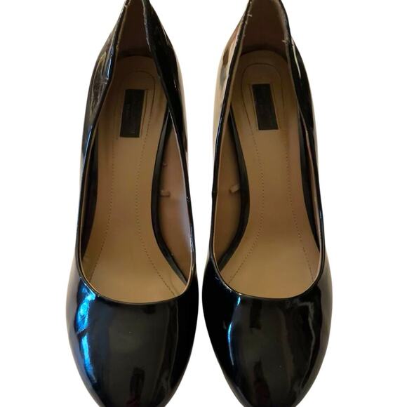 Zara Basic Black Patent Leather Platform Heels Size 37 - Picture 3 of 11